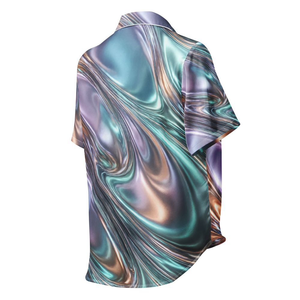 Cosmic Flow Women’s Satin Pajama Top - short sleeve pajama top