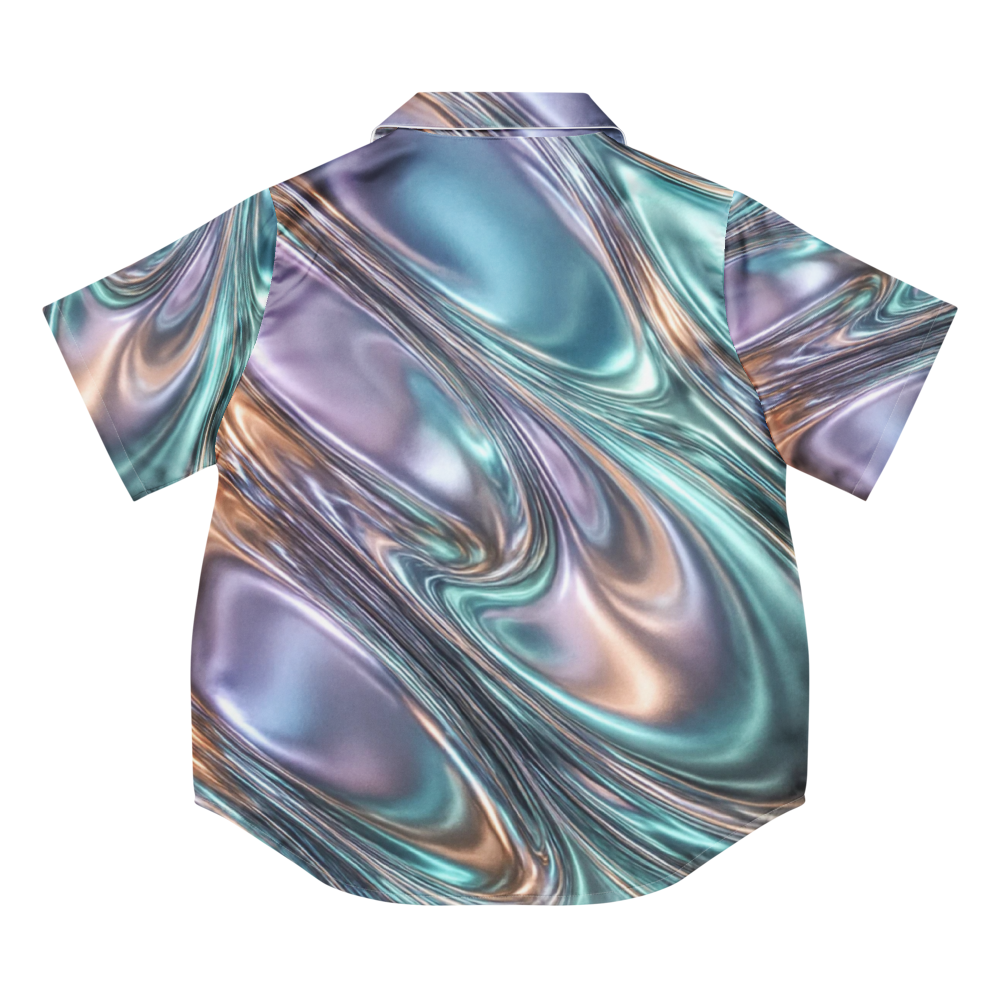 Cosmic Flow Women’s Satin Pajama Top - short sleeve pajama top