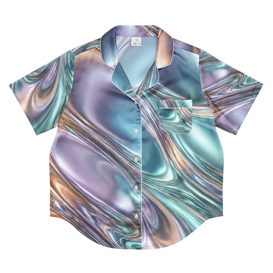 Cosmic Flow Women’s Satin Pajama Top - short sleeve pajama top