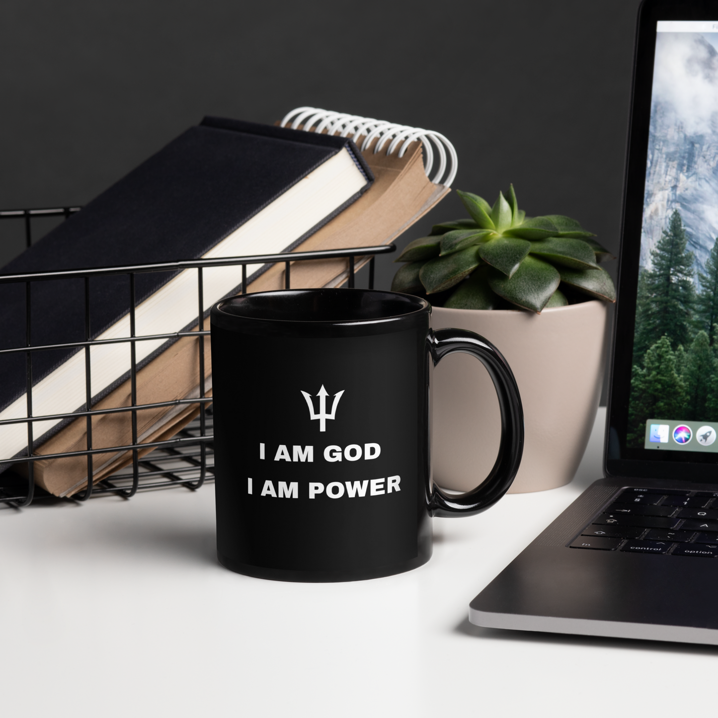 Black ceramic glossy mug "I Am God - I Am Power" Mug by I am Shiva Official