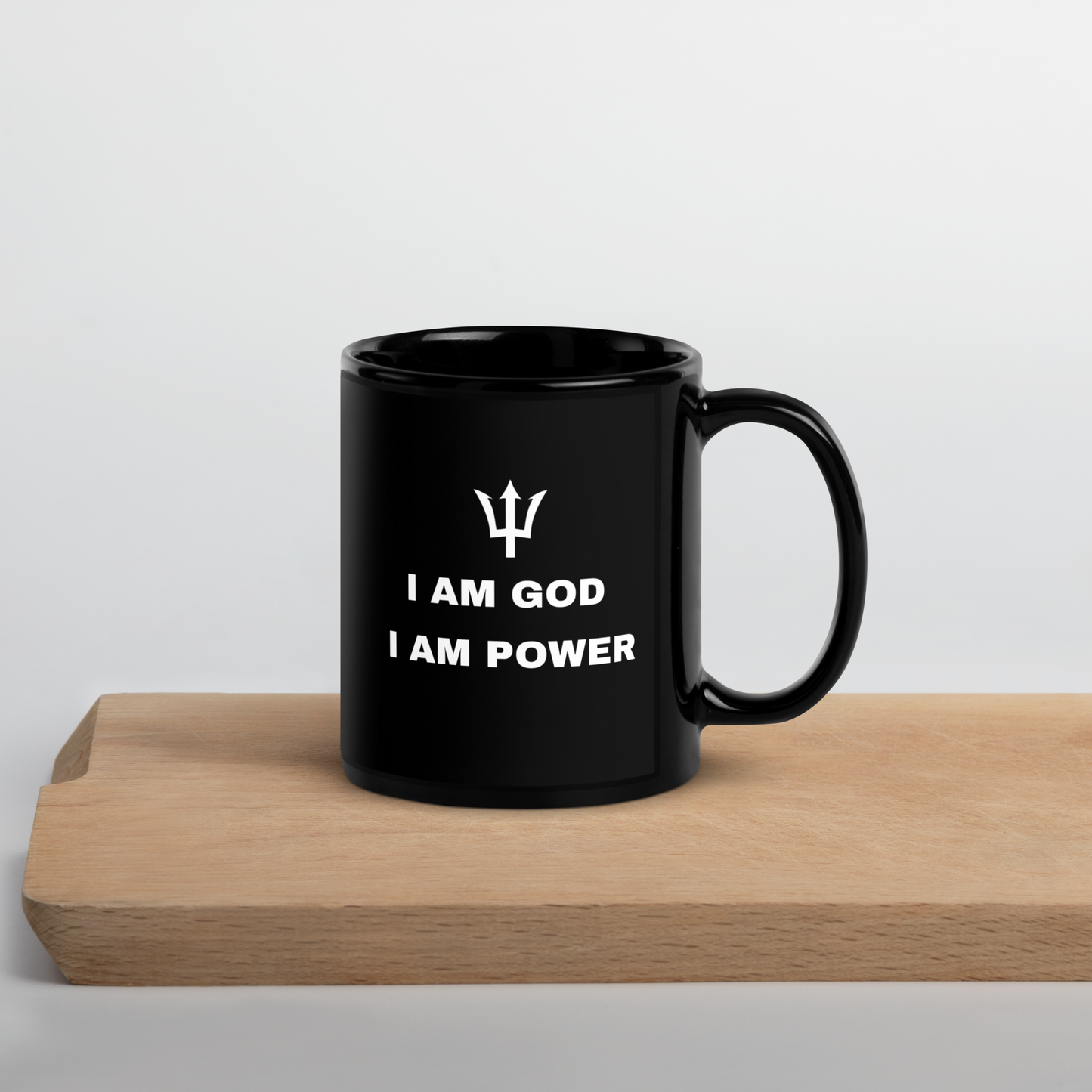 Black ceramic glossy mug "I Am God - I Am Power" Mug by I am Shiva Official