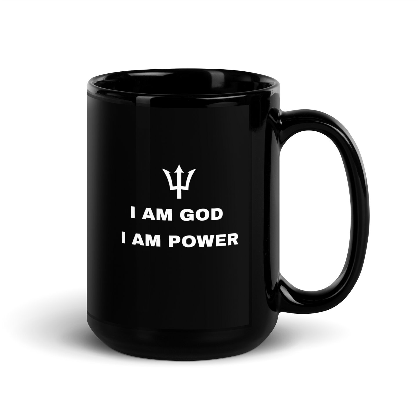 Black ceramic glossy mug "I Am God - I Am Power" Mug by I am Shiva Official