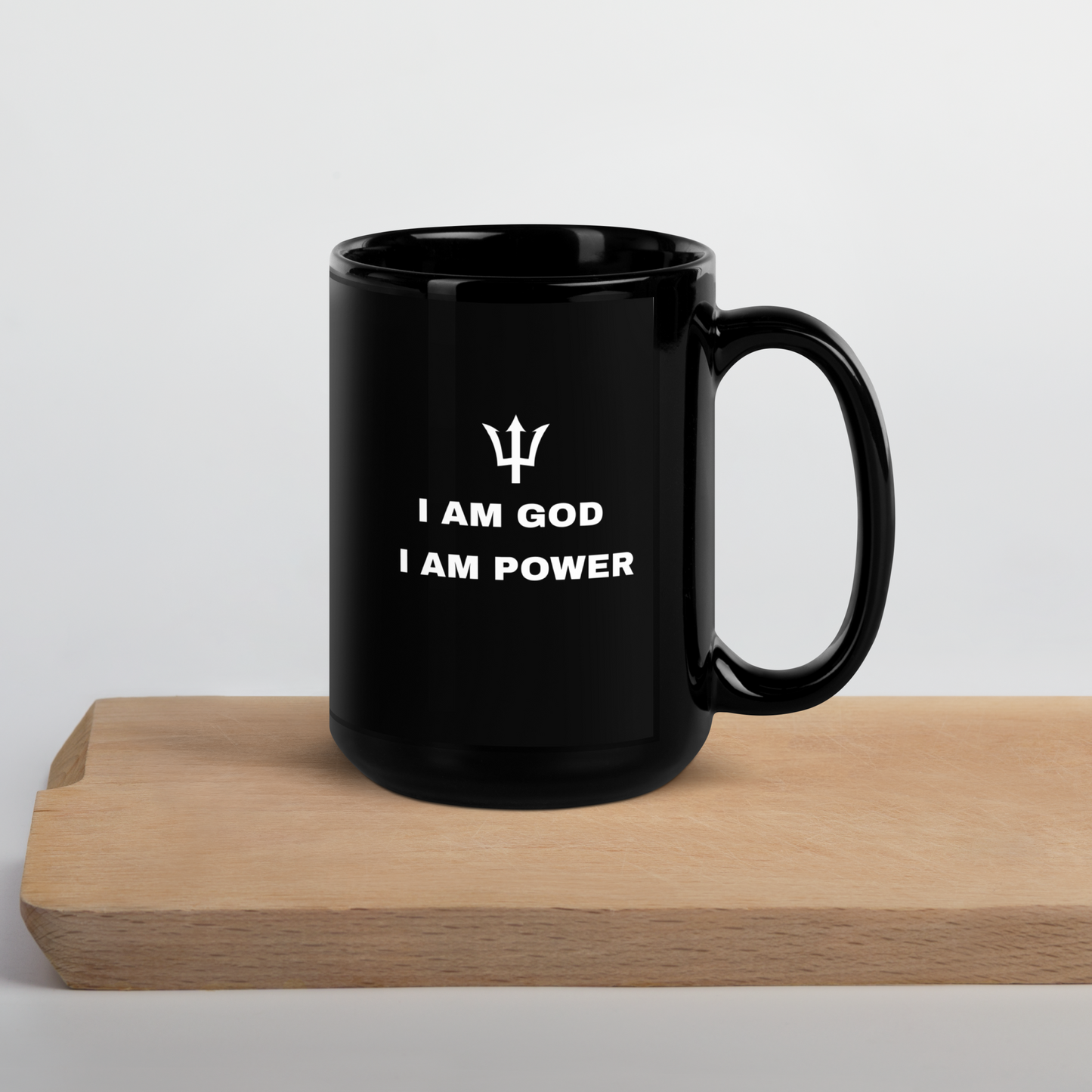 Black ceramic glossy mug "I Am God - I Am Power" Mug by I am Shiva Official