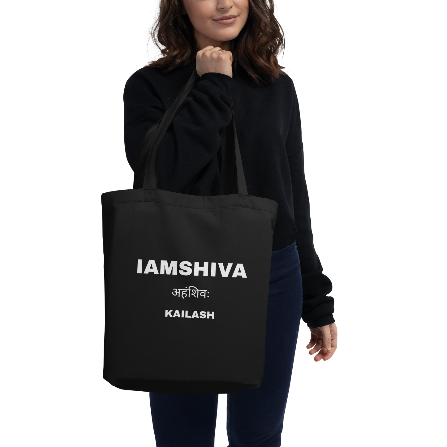 Eco Tote Bag Black and Oyster - I am Shiva - Kailash