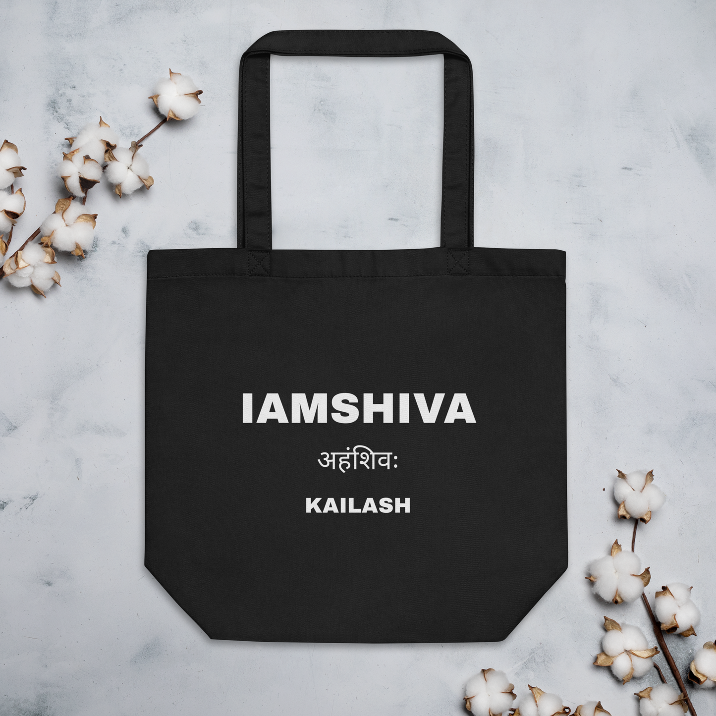 Eco Tote Bag Black and Oyster - I am Shiva - Kailash