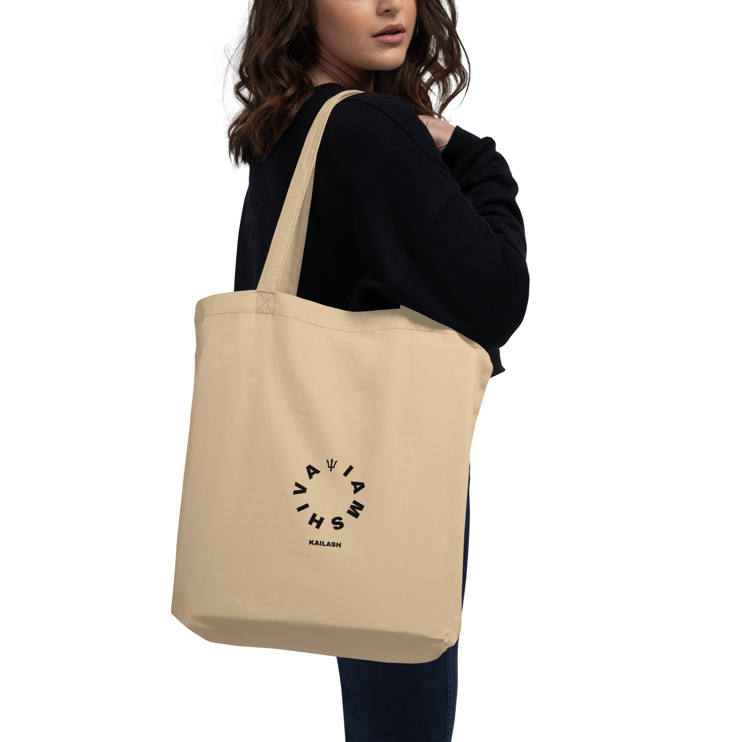 Eco Tote Bag Black and Oyster - I am Shiva - Kailash