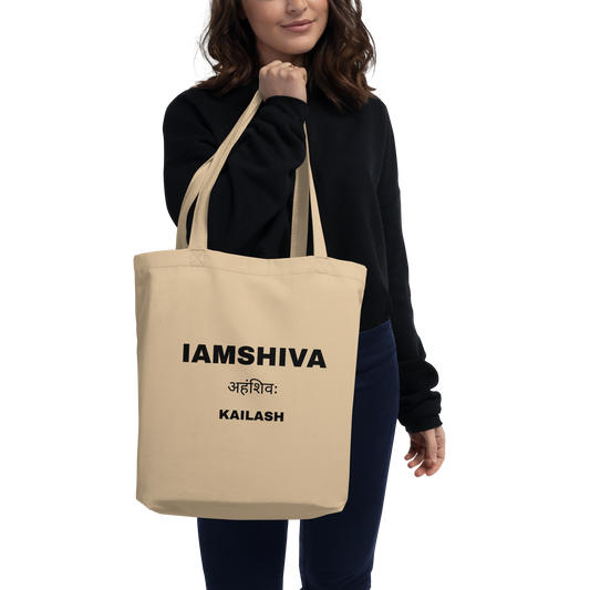 Eco Tote Bag Black and Oyster - I am Shiva - Kailash