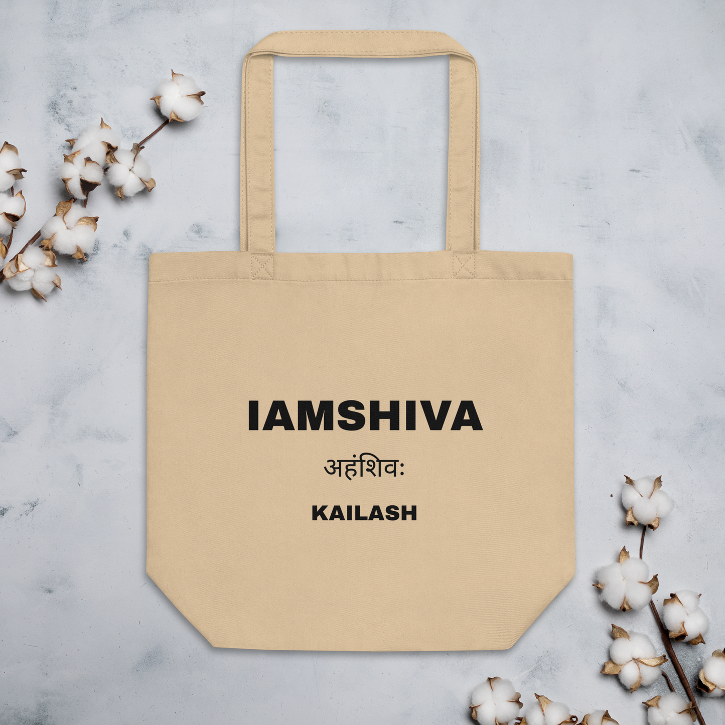 Eco Tote Bag Black and Oyster - I am Shiva - Kailash